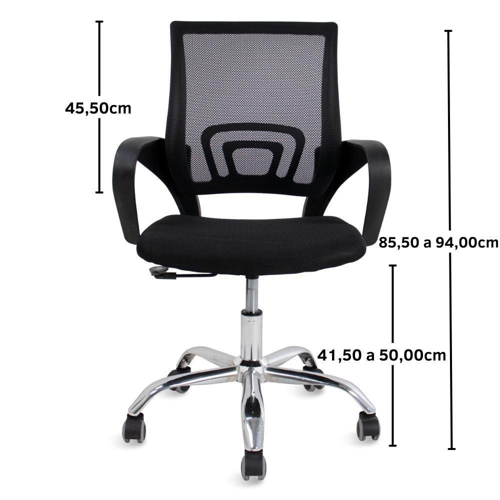 Kit Cadeiras de Escritório 1 Secretária Office + 2 Fixa - Preto - 7