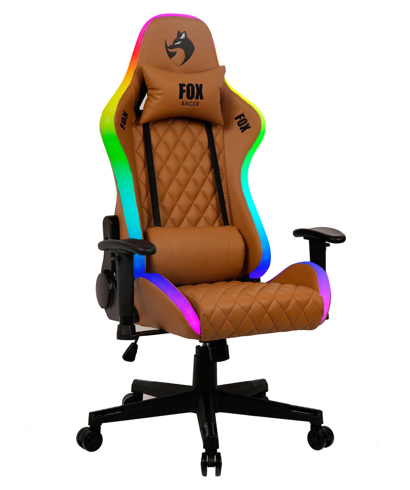 Cadeira Gamer Fox com Iluminação Rgb Apoio Ajustável Marrom - 1