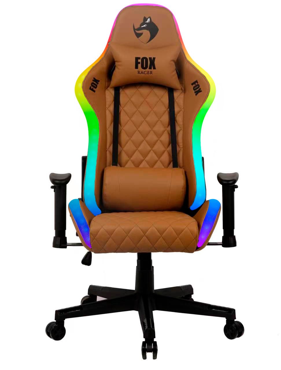 Cadeira Gamer Fox com Iluminação Rgb Apoio Ajustável Marrom - 2