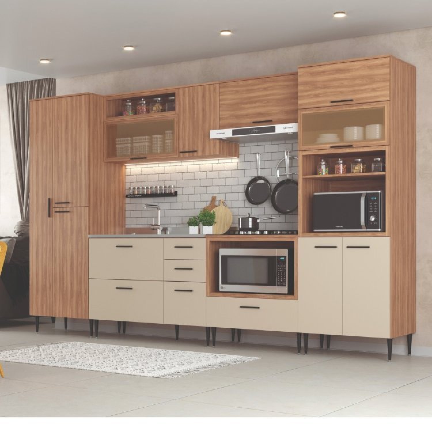 Cozinha Modulada 6 Peças 14 Portas 2 Gavetas Flora Moveis Sul