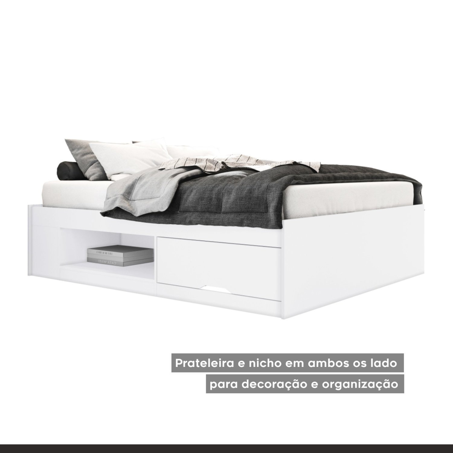 Cama Casal MDF/MDP com 2 Gavetas Kiara - 5