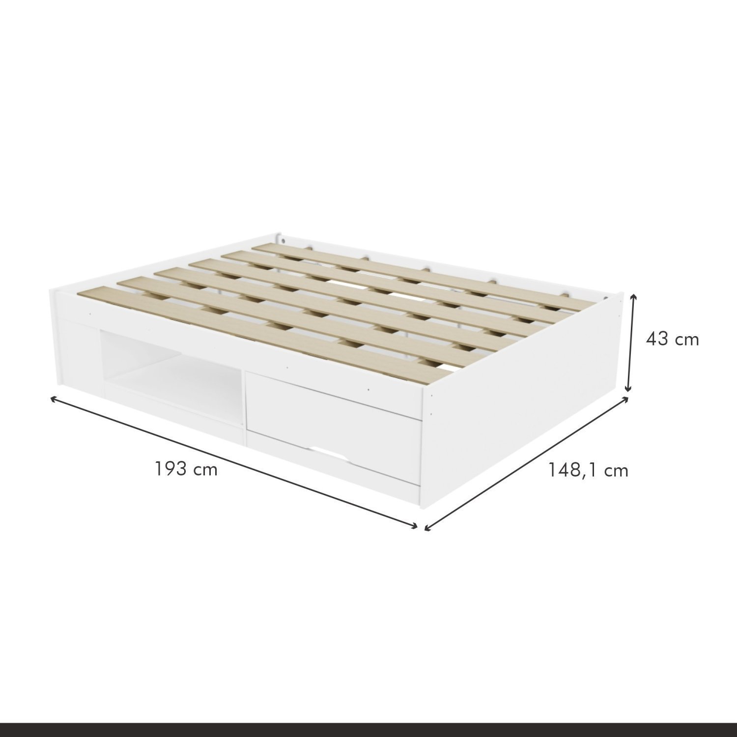 Cama Casal MDF/MDP com 2 Gavetas Kiara - 3