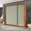 Ver imagem 1 de Guarda Roupa Roupeiro 3 Portas de Correr 4 Gavetas Porto Freijó Verde Politorno Móveis