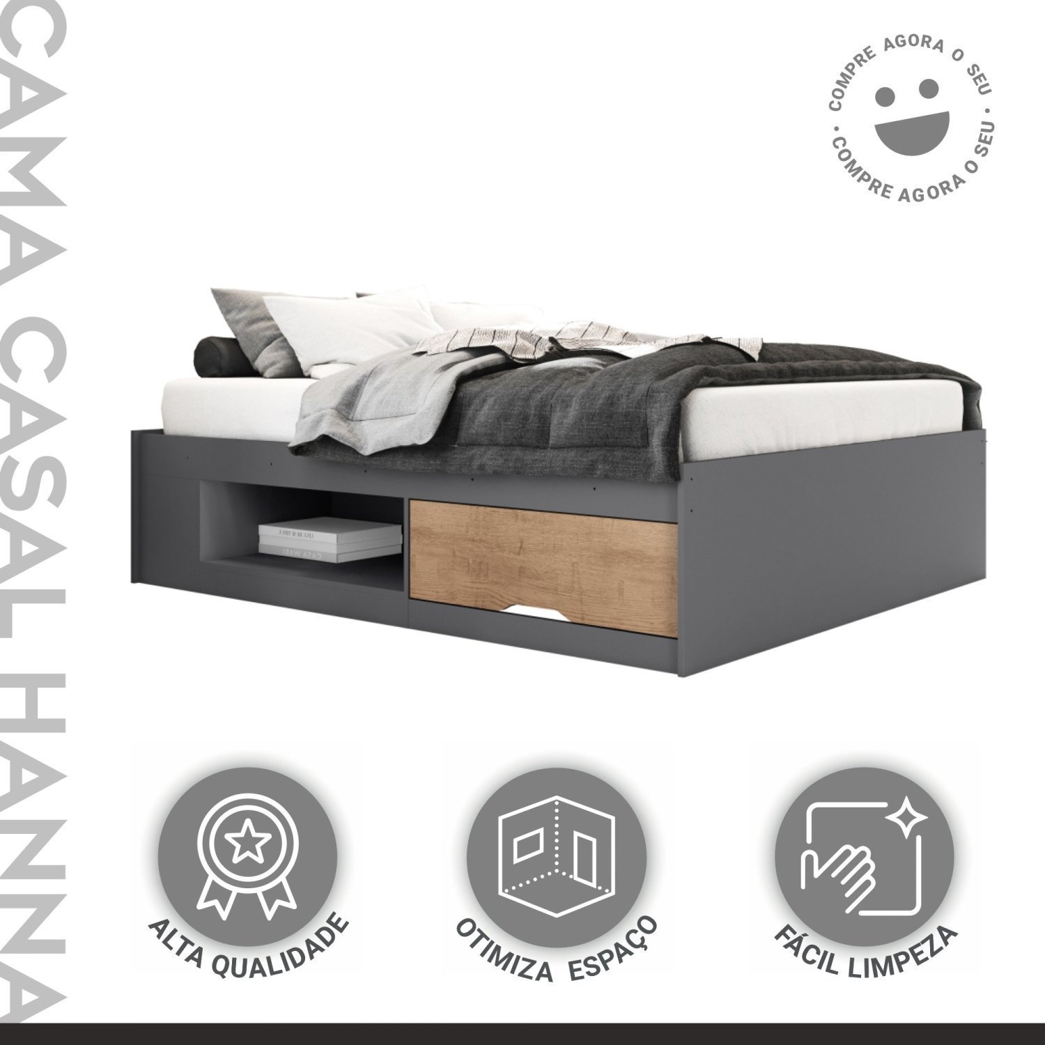 Cama Casal 2 Gaveta Hanna - 6