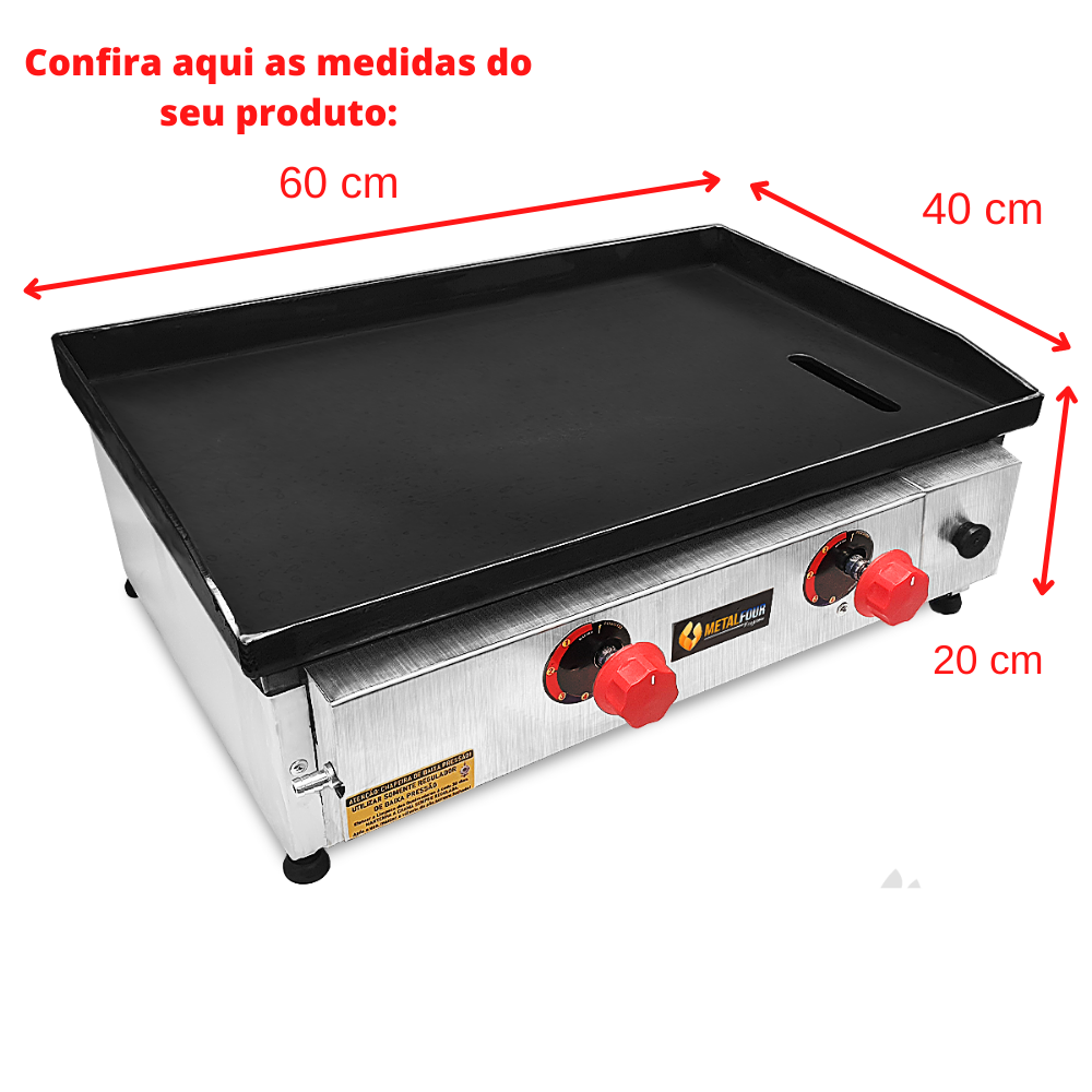 Chapa de Lanche Industrial à Gás 60x40cm 5mm - Metalfour - 3