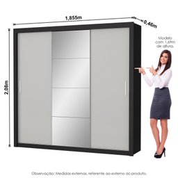 Guarda Roupa Casal 4 Espelhos 3 Portas de Correr 4 Gavetas Max Plus Espresso Móveis - 5