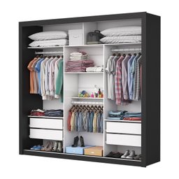 Guarda Roupa Casal 4 Espelhos 3 Portas de Correr 4 Gavetas Max Plus Espresso Móveis - 3