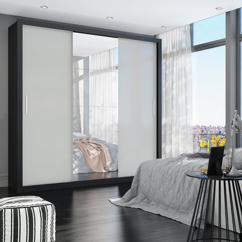 Guarda Roupa Casal 4 Espelhos 3 Portas de Correr 4 Gavetas Max Plus Espresso Móveis