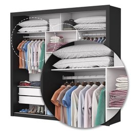 Guarda Roupa Casal 4 Espelhos 3 Portas de Correr 4 Gavetas Max Plus Espresso Móveis - 8