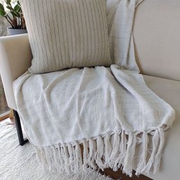 Xale para Sofá ou Poltrona em Algodão Cru 1,40 X 1,40 - 1