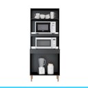 Ver imagem 2 de Armário Cozinha para Forno e Microondas Sabrina 80 Cm MDP Preto Texturizado 0453 - MENU