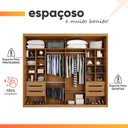 Ver imagem 2 de Guarda Roupas Casal 2 Portas de Correr com Espelho 100% MDF 6 Gavetas Firenze Madeirado / Areia