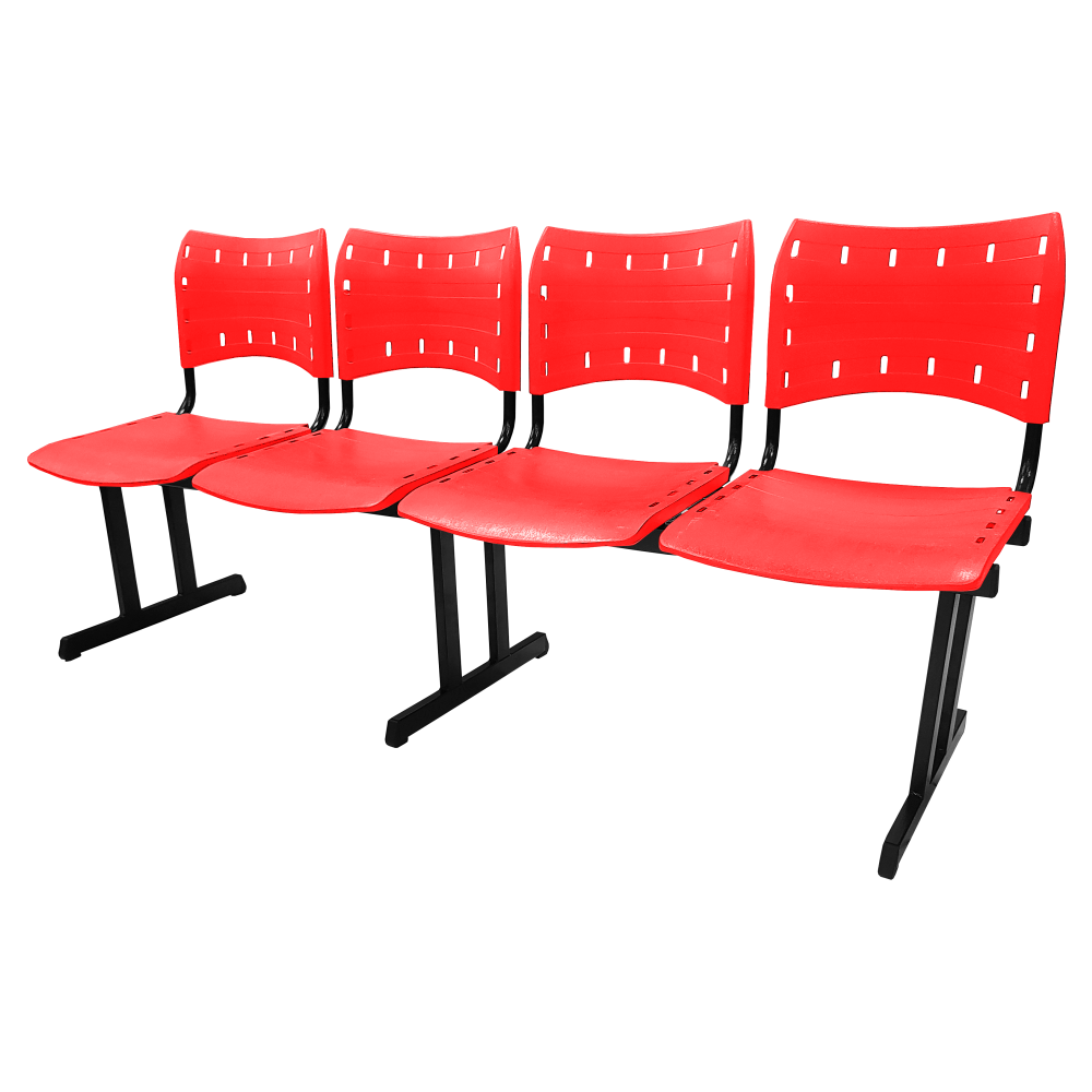 Cadeira Iso Rp Longarina Polipropileno 4 Lugares Colorida Cor:vermelho