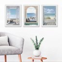 Ver imagem 2 de Kit 3 Quadros Decorativos Fotografias Janelas praia 24x18cm - com Vidro:madeira Branca
