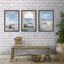 Ver imagem 1 de Kit 3 Quadros Decorativos Fotografias Janelas praia 24x18cm - com Vidro:madeira Branca