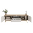 Ver mais imagens de Rack Bancada TV 2 Portas Arredondadas 180cm Nicho e Pés de Madeira R1496 Bege Arenas Carvalho Tropic