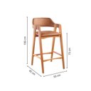 Ver imagem 4 de Kit 6 Banquetas de Madeira Maciça Gaia com Estofado Caramelo