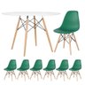 Mesa Redonda Eames 120 Cm Branco + 6 Cadeiras Eiffel Dsw Verde Escuro - 1