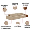 Ver imagem 3 de Sofá Ilha 4 Lugares Living 472cm Modulado para Sala Lary Veludo Bege K01 - D'Rossi