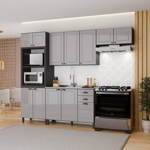 Cozinha Americana Completa 4 Peças 12 Portas 2 Gavetas Torre Quente Paris