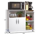 Ver imagem 4 de Fruteira Armário Cozinha Branco c/ Preto Multiuso 2 Portas c/ Rodinha
