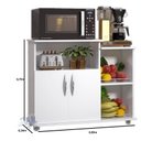 Ver imagem 4 de Fruteira Armário Cozinha Branco c/ Preto Multiuso 2 Portas c/ Rodinha