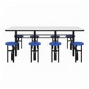 Ver imagem 7 de Mesa para Refeitório Escamoteável 08 Lugares MDP Branco de 25 mm - Assento Azul - 50801