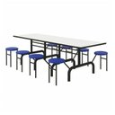 Ver mais imagens de Mesa para Refeitório Escamoteável 08 Lugares MDP Branco de 25 mm - Assento Azul - 50801