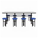 Ver imagem 2 de Mesa para Refeitório Escamoteável 08 Lugares Mdp Branco de 25 Mm - Assento Azul - 50801