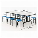 Ver imagem 6 de Mesa para Refeitório Escamoteável 08 Lugares MDP Branco de 25 mm - Assento Azul - 50801