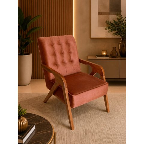 Poltrona Atlanta Veludo Terracota