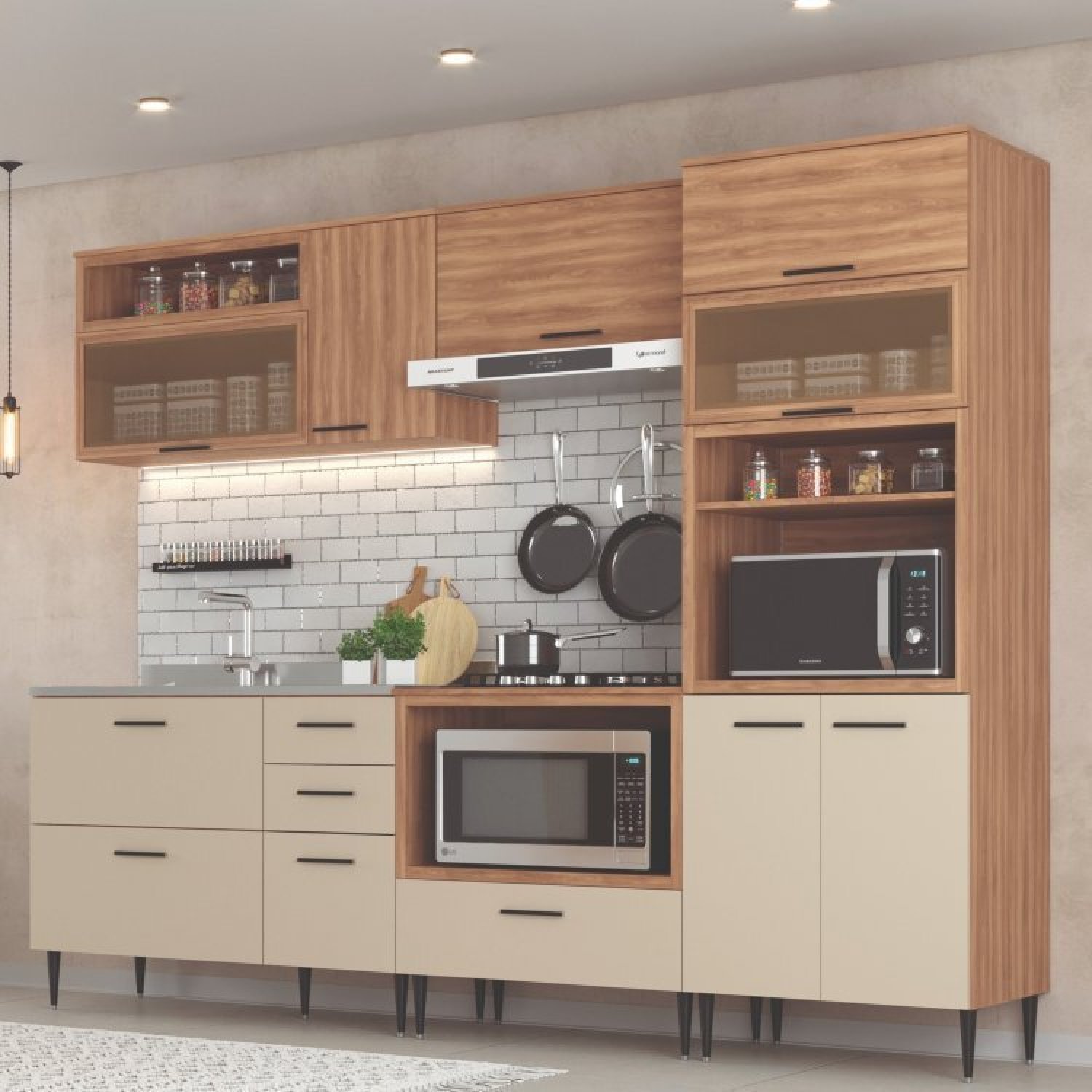 Cozinha Modulada 5 Peças 11 Portas 2 Gavetas Flora Moveis Sul - 1