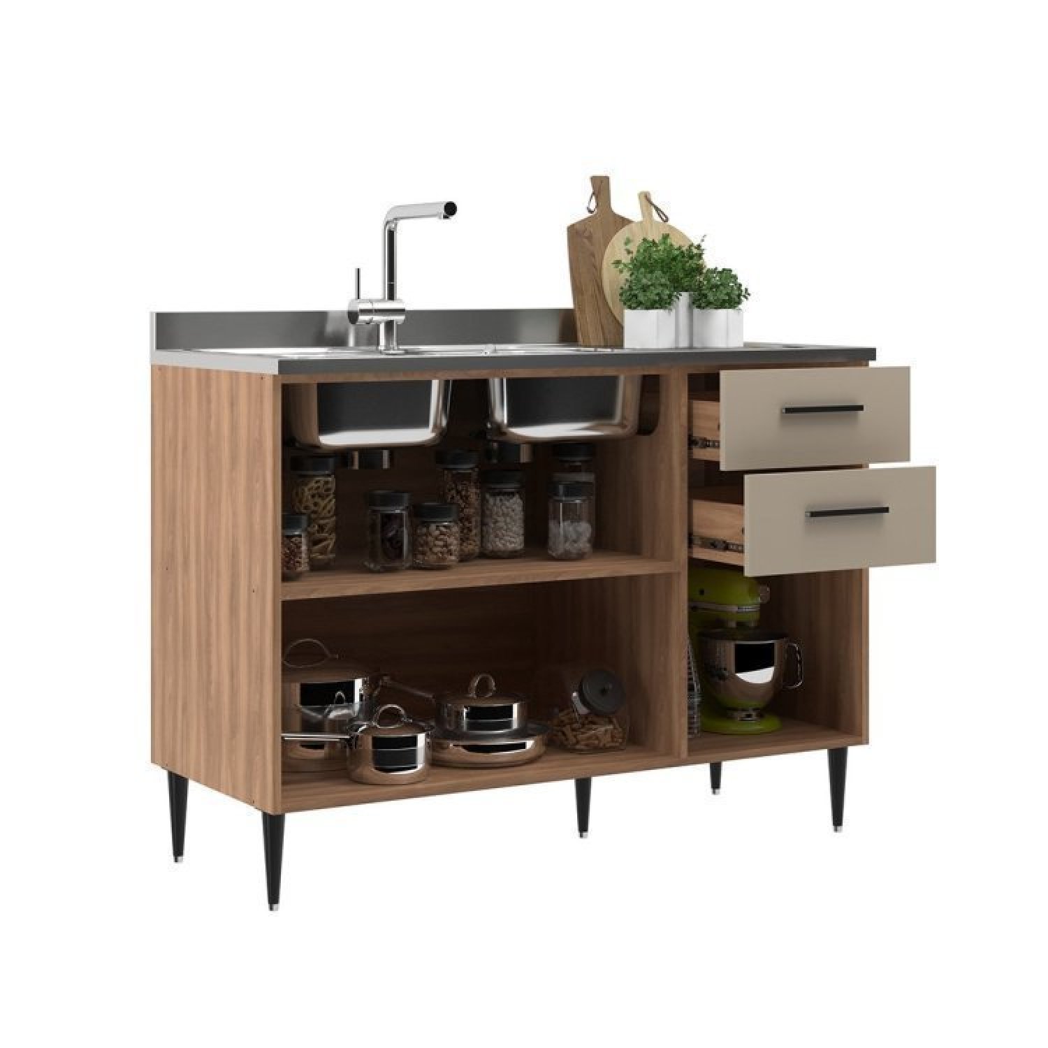 Cozinha Modulada 5 Peças 11 Portas 2 Gavetas Flora Moveis Sul - 15