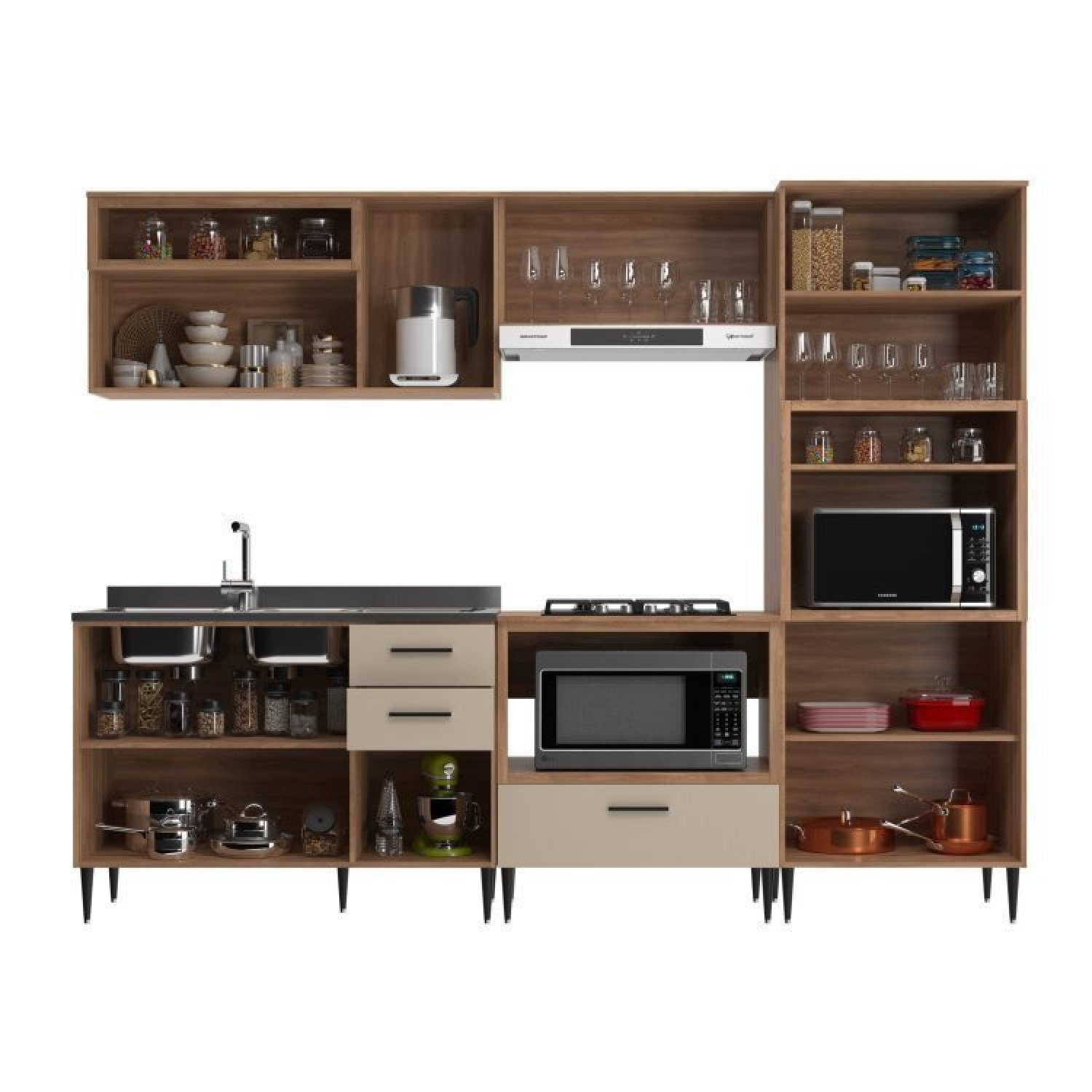 Cozinha Modulada 5 Peças 11 Portas 2 Gavetas Flora Moveis Sul - 2