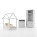 Ver mais imagens de Conjunto Infantil Guarda Roupa com Nichos Cômoda e Cama Montessoriana Branco