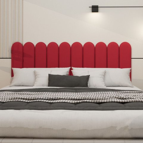 Cabeceira Nuvem Estofada King Size 10 Placas em Suede 45cm:vermelho