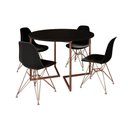Ver imagem 6 de Mesa Industrial Jantar Redonda Preta 110Cm Base V Com 4 Cadeiras Eames Pretas Base Cobre Preto