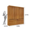Ver imagem 4 de Guarda Roupa Casal Chicago 3 Portas 9 Gavetas S/Espelho Tcil Cinamomo