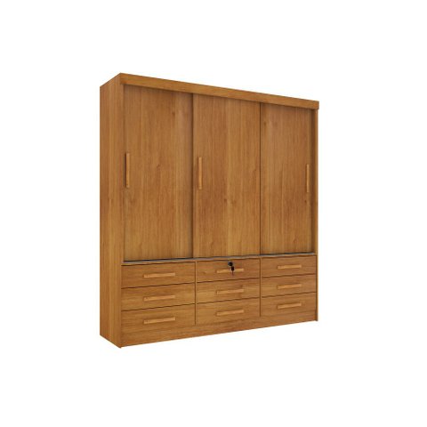 Guarda Roupa Casal Chicago 3 Portas 9 Gavetas S/Espelho Tcil Cinamomo
