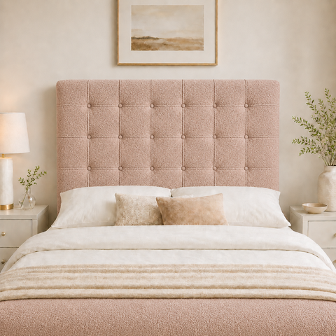 Cabeceira Ana Estofada Boucle p/ Cama Box Casal King 195cm Quarto