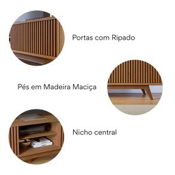 Rack para TV até 75 Polegadas com Ripado e 4 Portas Fortaleza - 6