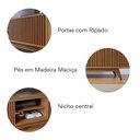 Ver imagem 6 de Rack Ripado para TV até 75 Polegadas 220cm Pés em Madeira Maciça e 4 Portas Fortaleza Marrom