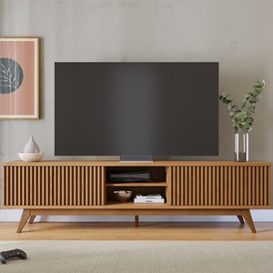 Rack para TV até 75 Polegadas com Ripado e 4 Portas Fortaleza