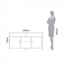 Ver imagem 4 de Balcão Buffet/aparador 2 Portas 1 Gaveta 100% Mdf 135cm Industrial F44 Pradel Móveis