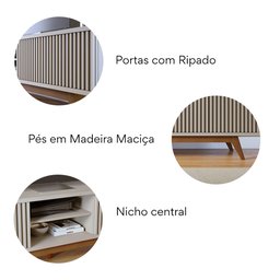 Rack para TV até 75 Polegadas com Ripado Pés Madeira Maciça Fortaleza - 6