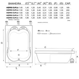 Banheira Dupla Hierro Imersão em Acrílico - 127v - 2