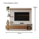 Ver imagem 3 de Estante Home para Tv até 65 Polegadas com 2 Portas Efeito Ripado 3d Off White Perolizado/jequitiba