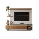 Ver imagem 4 de Estante Home para Tv até 65 Polegadas com 2 Portas Efeito Ripado 3d Off White Perolizado/jequitiba