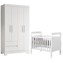 Ver imagem 1 de Berço Americano Mini Cama Soninho com Guarda Roupa Olimpia Branco Flex - Móveis Albatroz