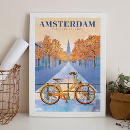 Quadro Decorativo Amsterdam 33x24cm - com Vidro:madeira Branca - 2